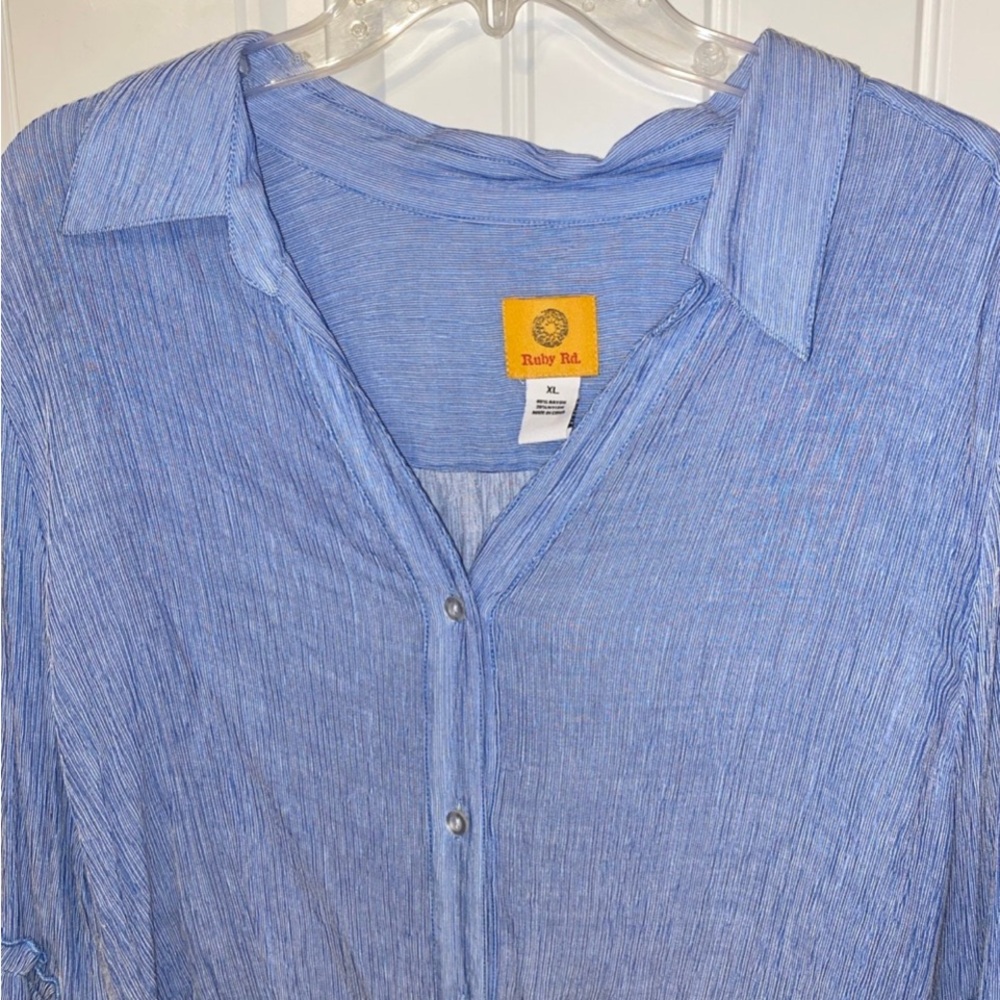 Ruby Rd. Light Blue Button Down Shirt - image 8